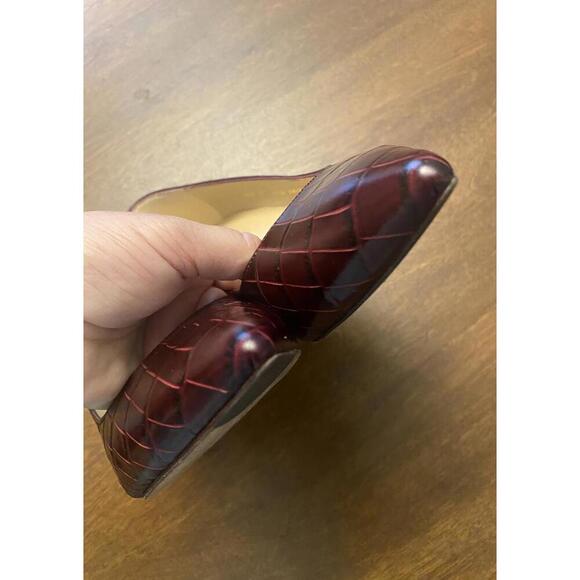L.K. Bennett Burgundy Croc Embossed Leather High Heels (Sz 37) - Picture 2 of 13